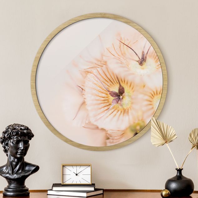 Runde Bilder mit Rahmen Pastellfarbener Blütenstrauß