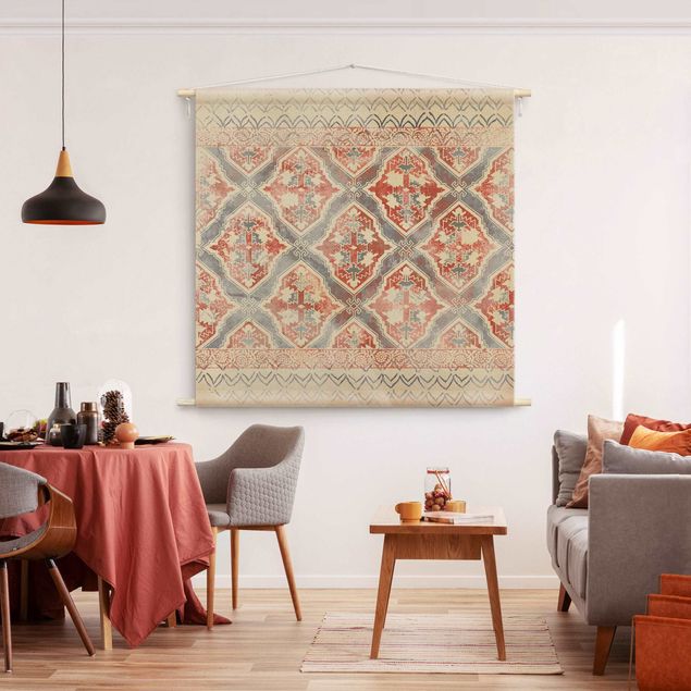 Wandbehang groß Persisches Vintage Muster in Indigo II