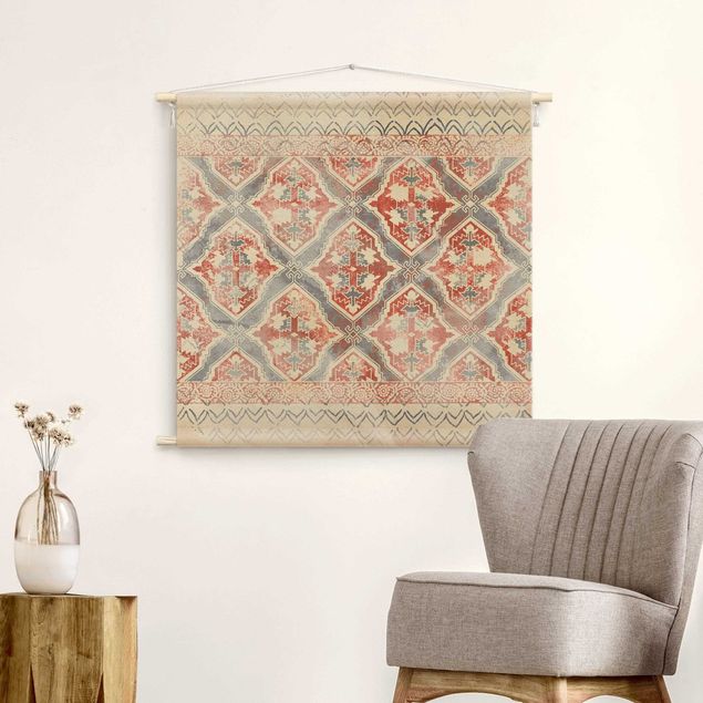 Wandbehang modern Persisches Vintage Muster in Indigo II