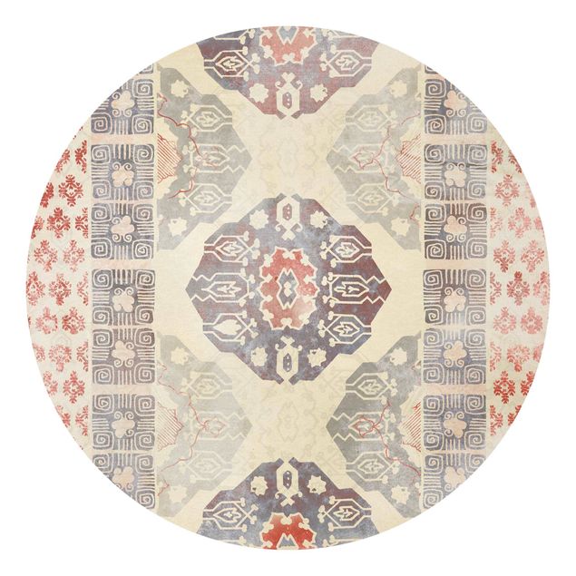 Runde Tapete selbstklebend - Persisches Vintage Muster in Indigo