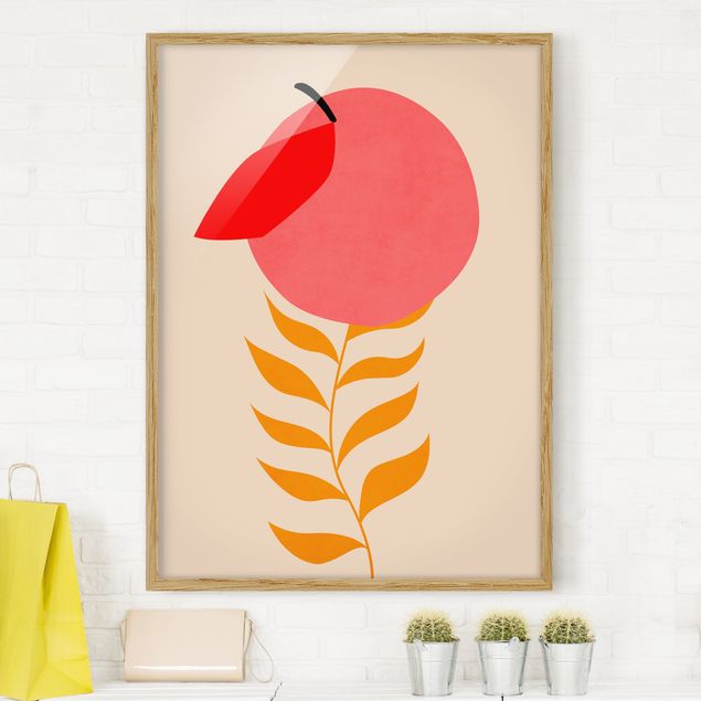 Moderne Bilder mit Rahmen Pfirsichpflanze in Rosa