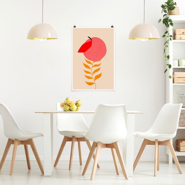 Moderne Poster Pfirsichpflanze in Rosa