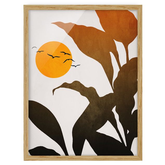 Kubistika Prints Pflanzenwelt mit gelber Sonne