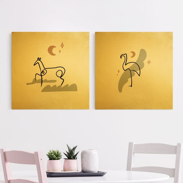Wandbilder Picasso Interpretation - Pferd und Flamingo