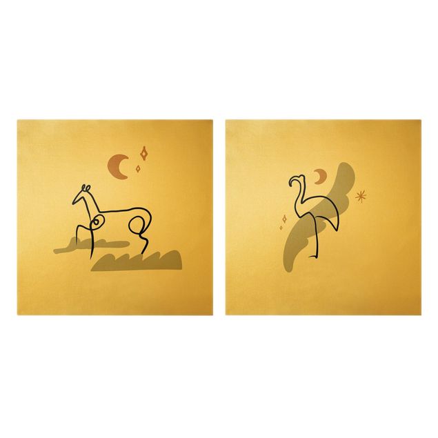 Leinwandbilder kaufen Picasso Interpretation - Pferd und Flamingo