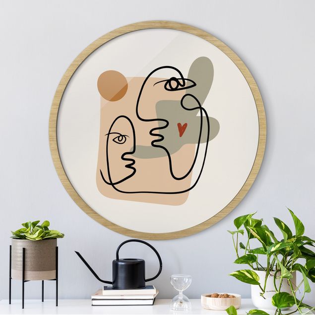 Runde Wandbilder Picasso Interpretation - Wangenkuss