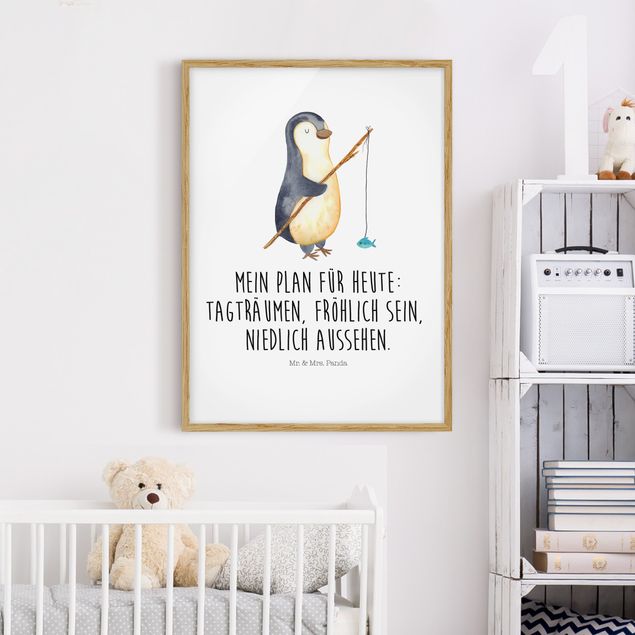 Moderne Bilder mit Rahmen Mr. & Mrs. Panda - Pinguin - Tagträumen