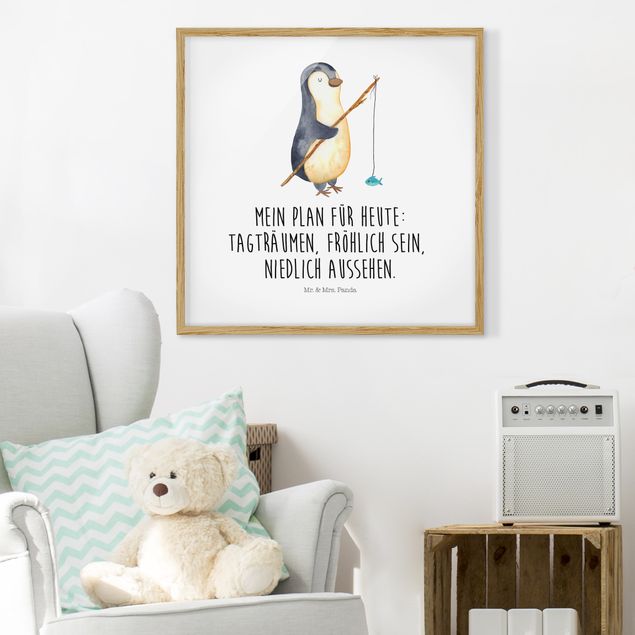 Sprüche Bilder mit Rahmen Mr. & Mrs. Panda - Pinguin - Tagträumen
