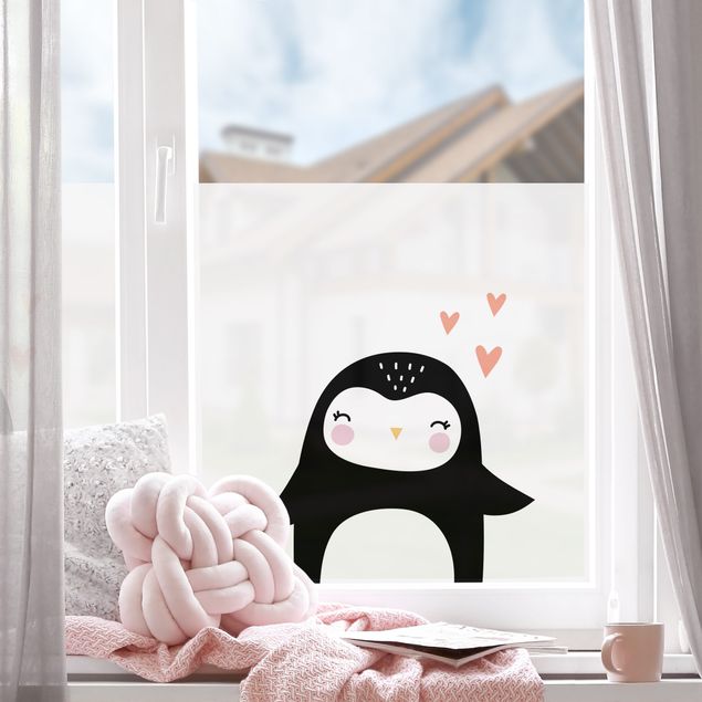 Klebefolie für Fenster Pinguin mit Herz