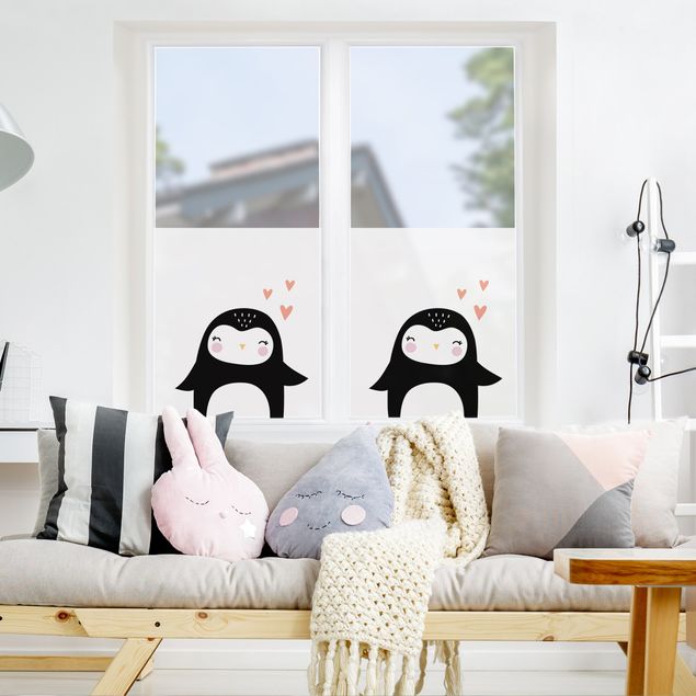Fensterbilder Folie Pinguin mit Herz