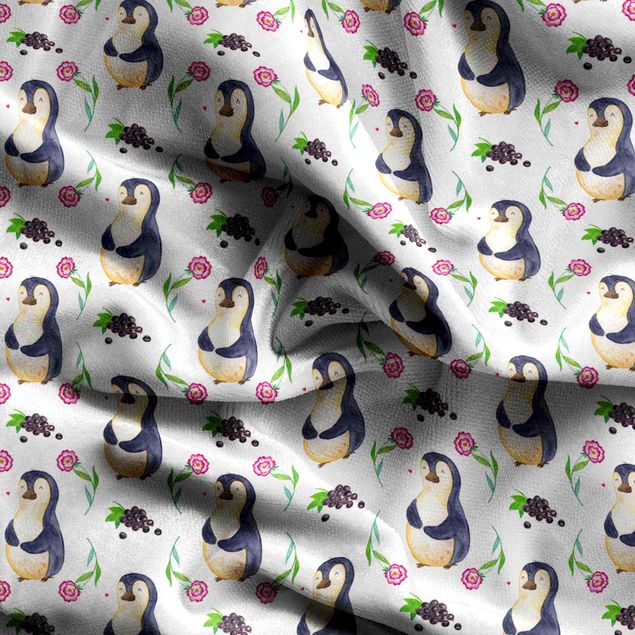 Blickdichte Vorhänge Mr. & Mrs. Panda - Pinguin mit Nelken und Trauben
