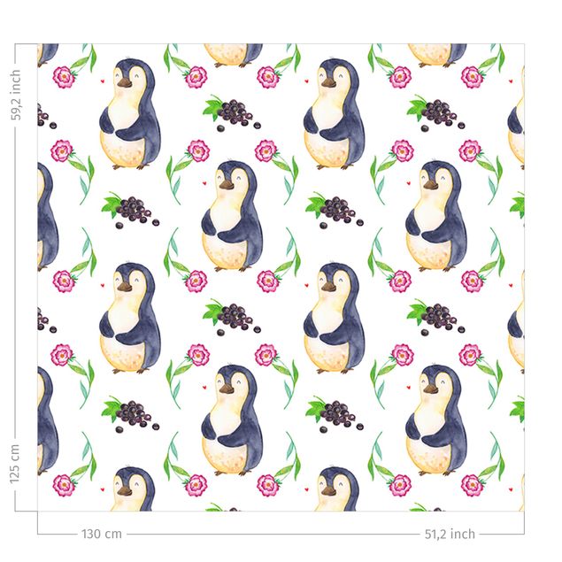 Verdunkelungsvorhänge Mr. & Mrs. Panda - Pinguin mit Nelken und Trauben