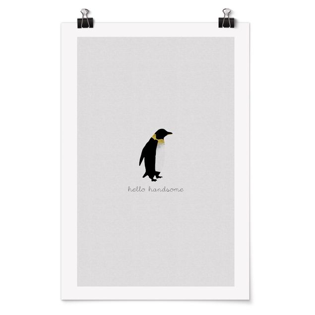 Wandbilder Pinguin Zitat Hello Handsome