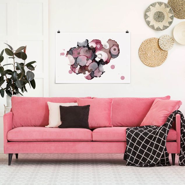 Moderne Poster Pink-Beige Tropfen mit Roségold