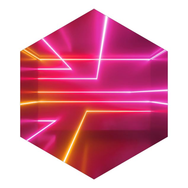 Hexagon Mustertapete selbstklebend - Pinke Neonstreifen