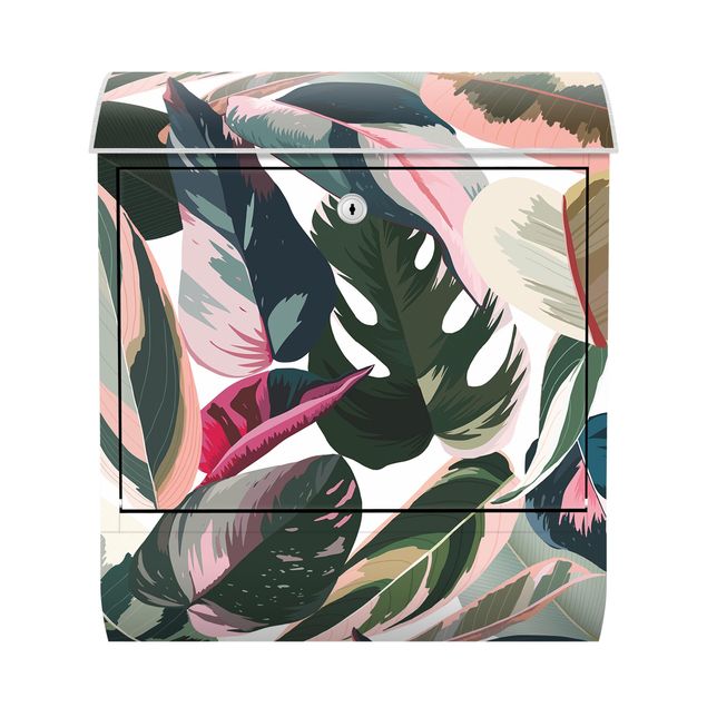 Briefkasten Design Pinke Tropen Muster XXL