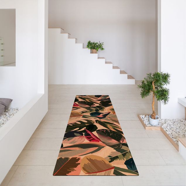 Moderner Teppich Pinke Tropen Muster XXL
