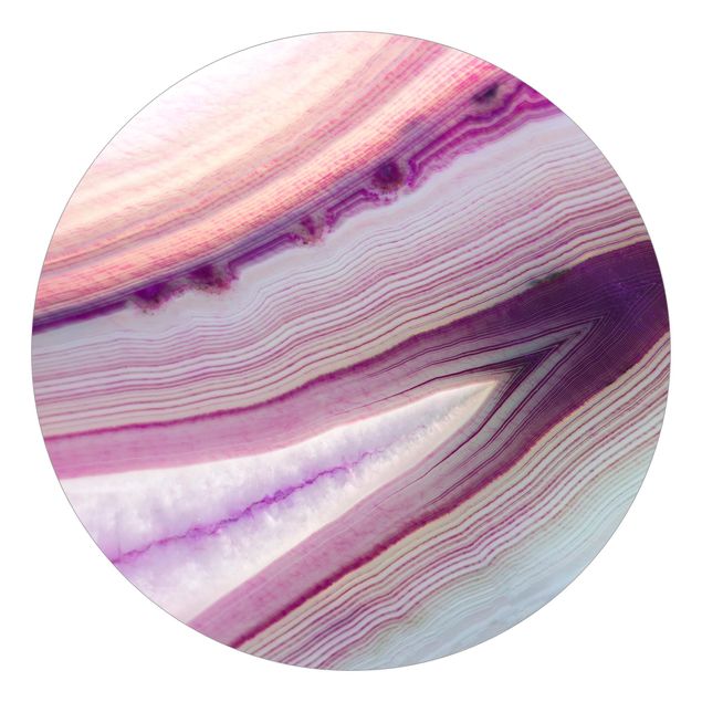 Runde Tapete selbstklebend - Pinker Kristall Planet