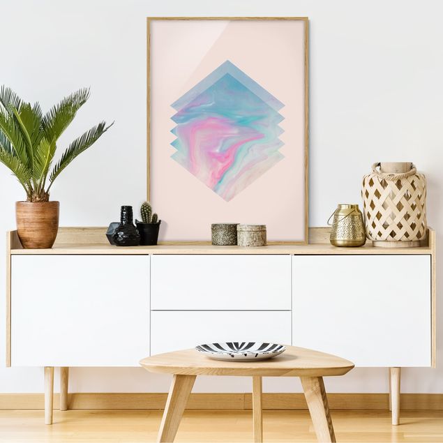 Abstrakte Bilder mit Rahmen Pinkes Wasser Marmor