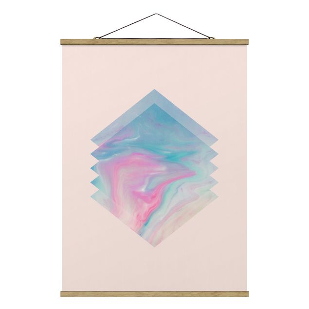 Stoffbild mit Posterleisten - Pinkes Wasser Marmor - Hochformat 3:4