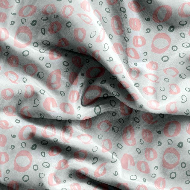 Vorhang blickdicht Pinsel Kreis Muster - Blasses Pink und Pastell Mint