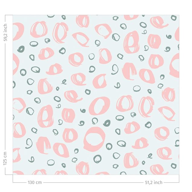 Verdunkelungsvorhang Pinsel Kreis Muster - Blasses Pink und Pastell Mint