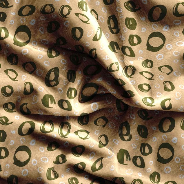 Vorhang blickdicht Pinsel Kreis Muster - Pastell Orange und Olive Grün