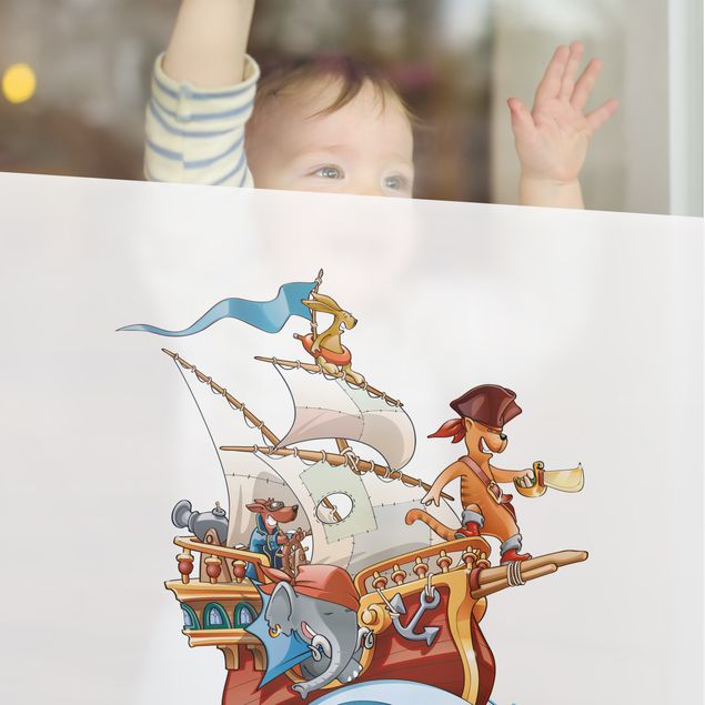 Fensterfolie - Sichtschutz - Piratenschiff - Fensterbilder