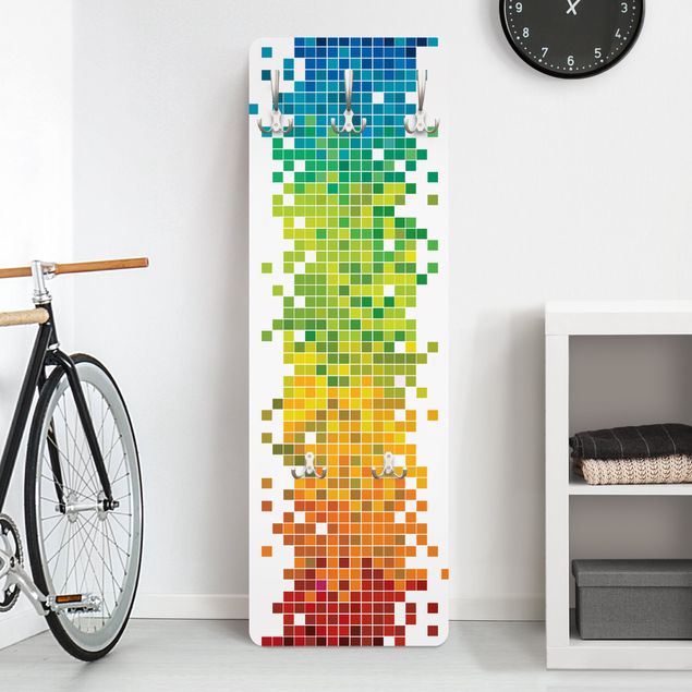 Wandgarderobe Abstrakt Pixel-Regenbogen