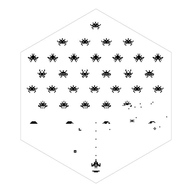 Hexagon Mustertapete selbstklebend - Pixel Retro Game Klassiker