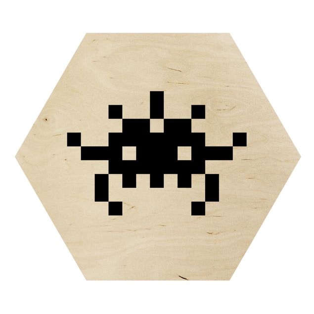 Hexagon-Holzbild - Pixel Retro Game Klassiker