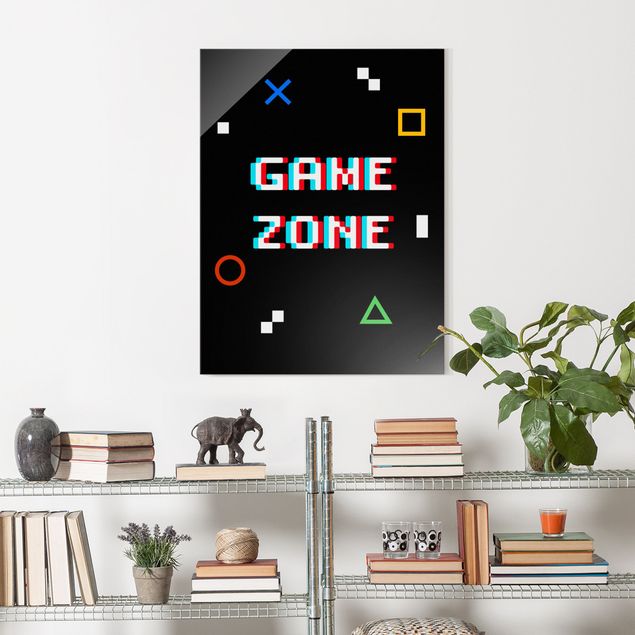 Glasbilder mit Sprüchen Pixel Spruch Game Zone