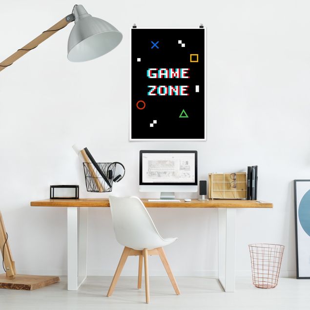 Poster mit Spruch Pixel Spruch Game Zone