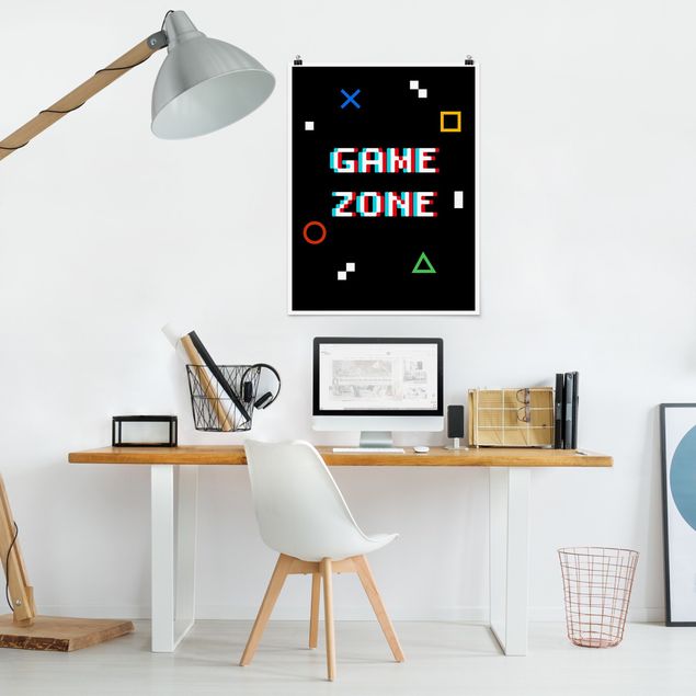 Moderne Poster Pixel Spruch Game Zone