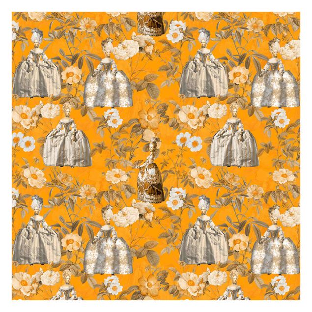 Fototapete - Pompöse Kleider im Garten auf Orange
