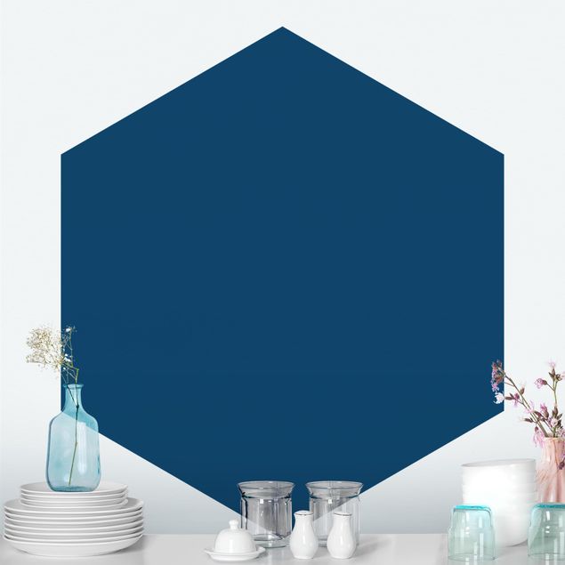 Tapete Hexagon Preussisch-Blau