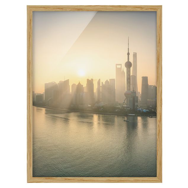 Wandbilder mit Rahmen Pudong bei Sonnenaufgang