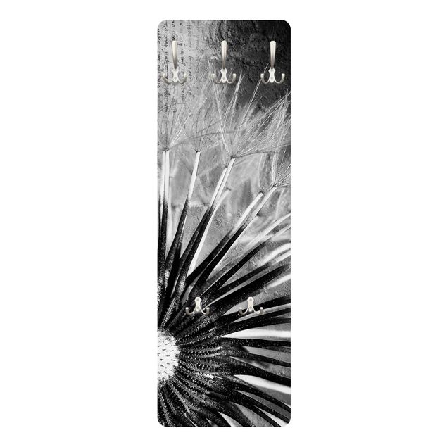 Garderobe Blumen - Pusteblume Schwarz & Weiß - Schwarz