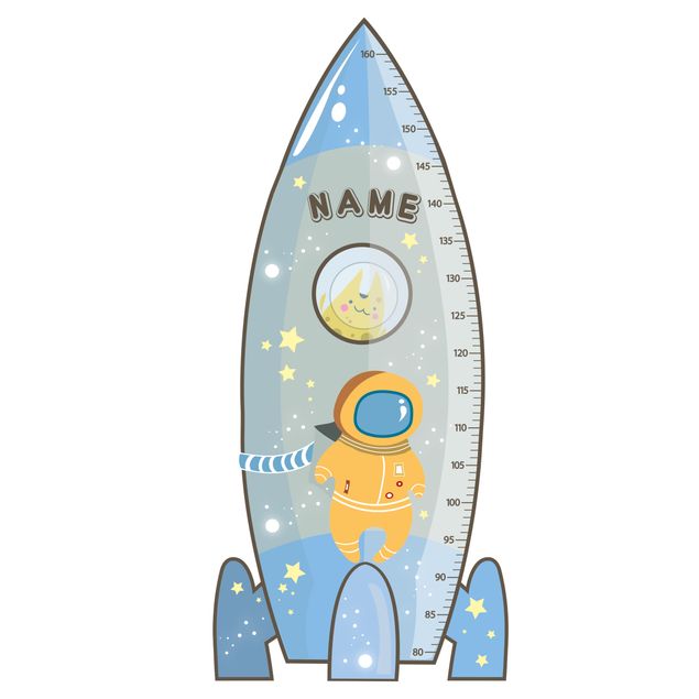 Kindermesslatte - Rakete blau mit Wunschname