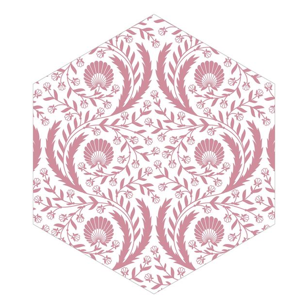 Pattern Design Ranken mit Fächerblumen in Altrosa