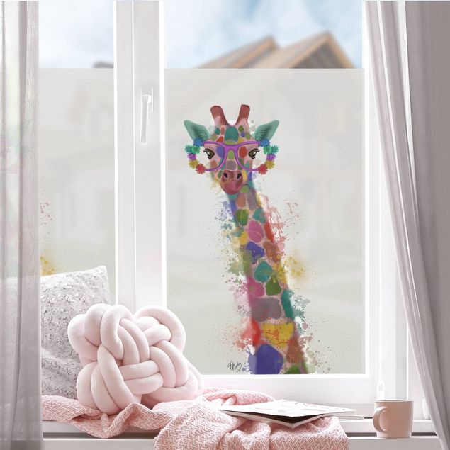 Fensterfolie Regenbogen Splash Giraffe