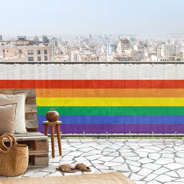 Balkonbespannung Regenbogen Streifen