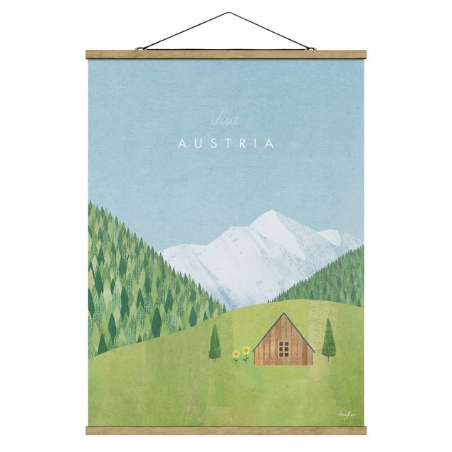 Stoffbild mit Posterleisten - Reiseposter - Austria - Hochformat 3:4