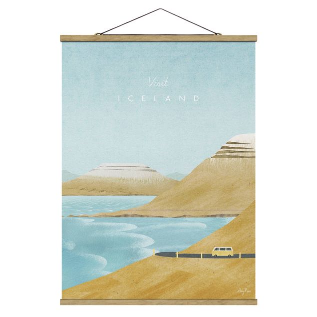Stoffbild mit Posterleisten - Reiseposter - Iceland - Hochformat 3:4