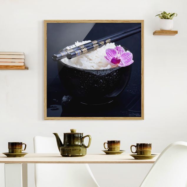 Moderne Bilder mit Rahmen Reisschale mit Orchidee
