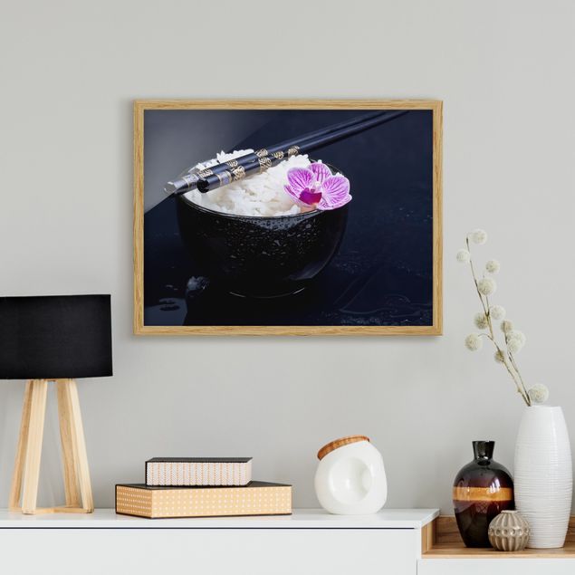 Moderne Bilder mit Rahmen Reisschale mit Orchidee
