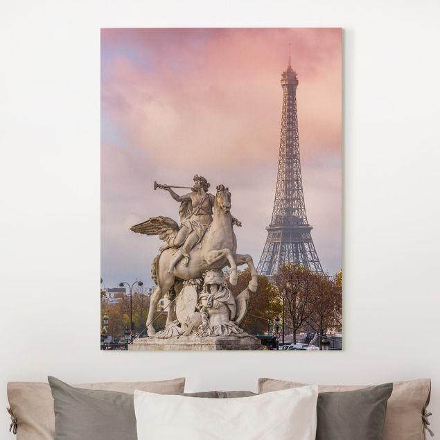 Paris Leinwand Reiterstatue vor Eiffelturm