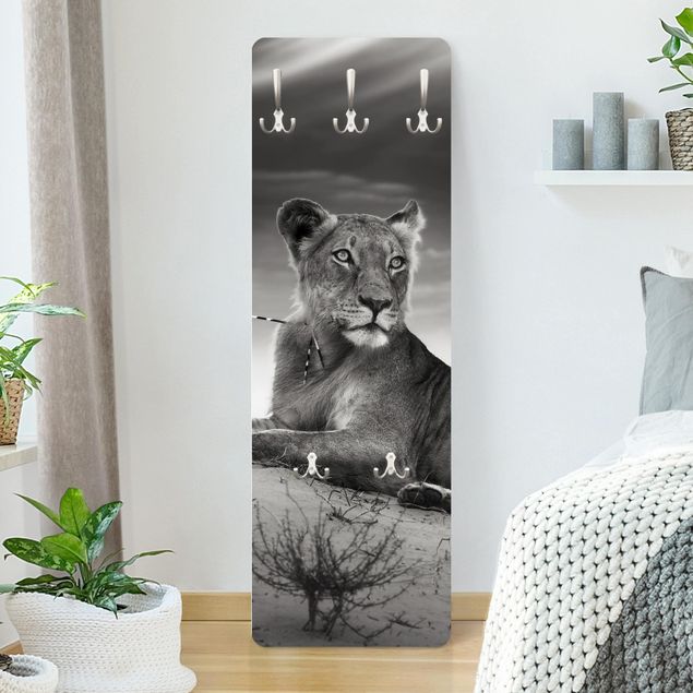 Garderobe schwarz-weiß Resting Lion
