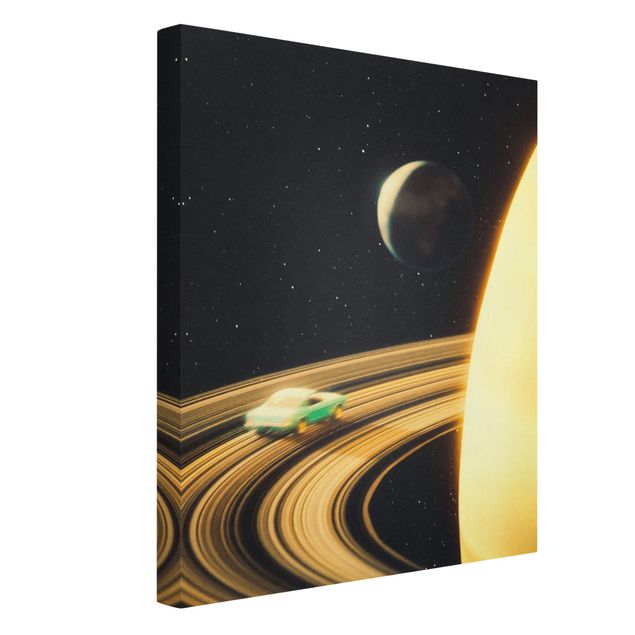 Leinwandbild - Retro Collage - Saturn Highway - Hochformat 3:4