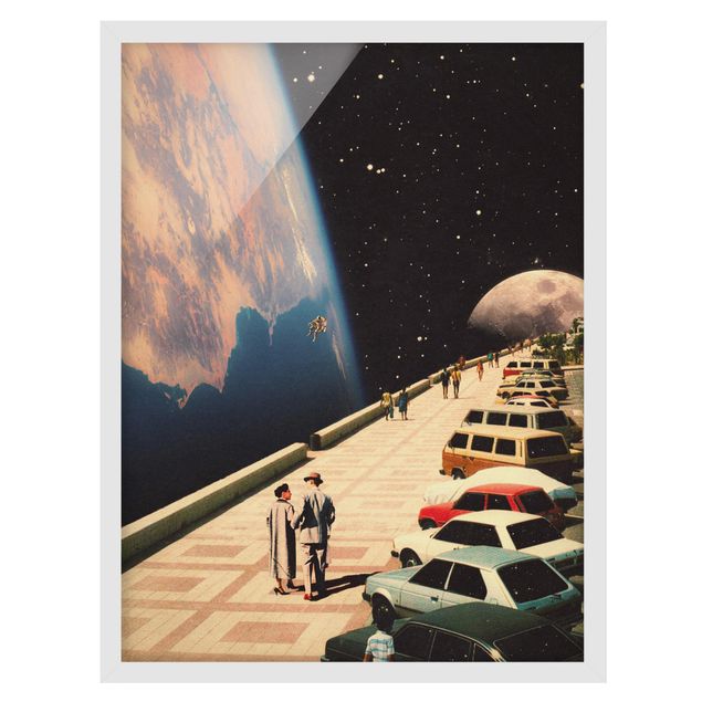 gerahmte Bilder Retro Collage - Weltraum Promenade